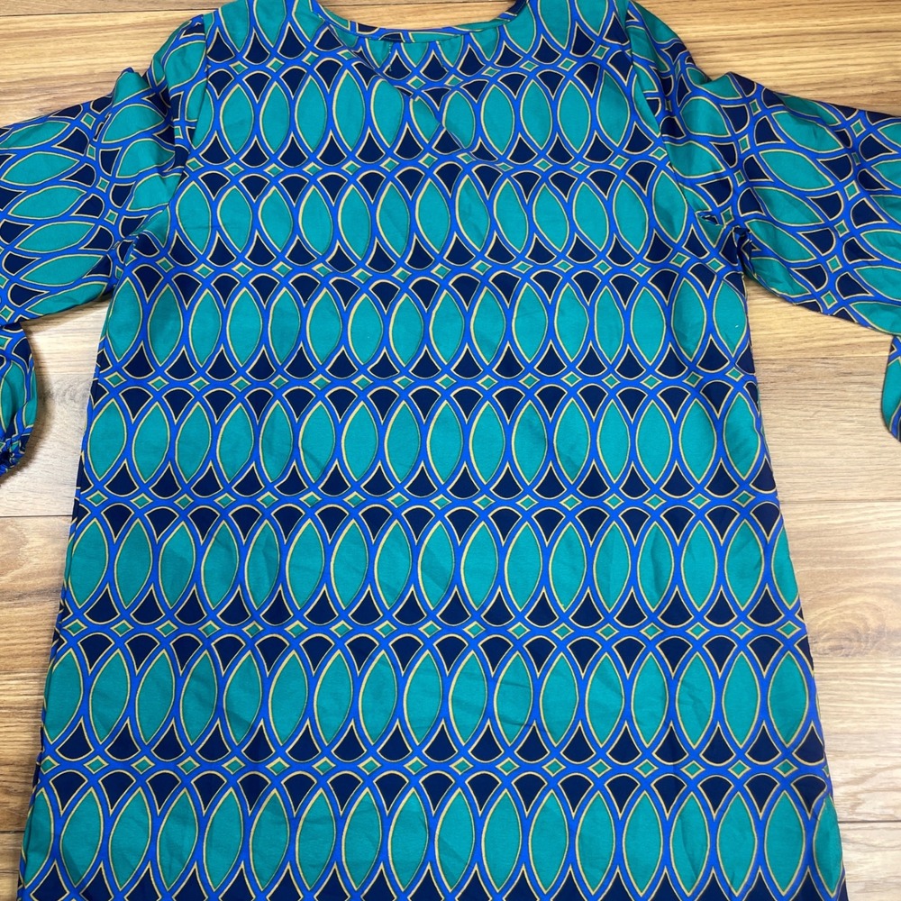 Mud Pie Women's Tunic Top, Geometric Print, Gold Embroidered V-Neck, Size S - Picture 14 of 15